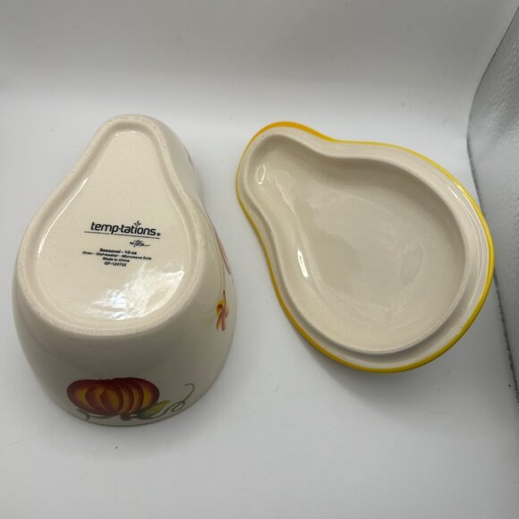 Temp-tations by Tara seasonal 10 oz pear shaped covered dish autumn decor - Picture 4 of 7